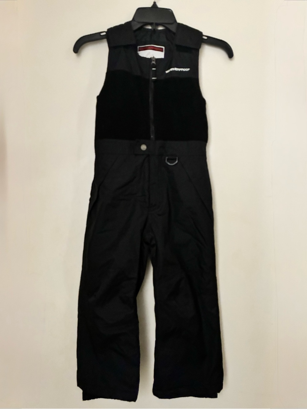 Weatherproof Kids Black Snow Bib Jumpsuit Fleece Vest Top Ski Pants